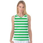 Horizontal Stripes - White and Dark Pastel Green Women s Basketball Tank Top