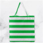 Horizontal Stripes - White and Dark Pastel Green Grocery Tote Bag
