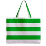 Horizontal Stripes - White and Dark Pastel Green Zipper Mini Tote Bag