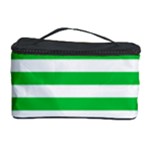 Horizontal Stripes - White and Dark Pastel Green Cosmetic Storage Case