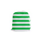 Horizontal Stripes - White and Dark Pastel Green Drawstring Pouch (S)