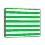 Horizontal Stripes - White and Dark Pastel Green Deluxe Canvas 14  x 11  (Stretched)
