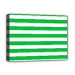 Horizontal Stripes - White and Dark Pastel Green Deluxe Canvas 16  x 12  (Stretched)