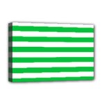 Horizontal Stripes - White and Dark Pastel Green Deluxe Canvas 18  x 12  (Stretched)