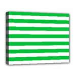 Horizontal Stripes - White and Dark Pastel Green Deluxe Canvas 20  x 16  (Stretched)