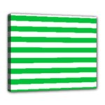Horizontal Stripes - White and Dark Pastel Green Deluxe Canvas 24  x 20  (Stretched)