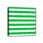 Horizontal Stripes - White and Dark Pastel Green Mini Canvas 4  x 4  (Stretched)