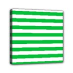 Horizontal Stripes - White and Dark Pastel Green Mini Canvas 6  x 6  (Stretched)
