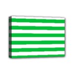 Horizontal Stripes - White and Dark Pastel Green Mini Canvas 7  x 5  (Stretched)