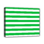 Horizontal Stripes - White and Dark Pastel Green Canvas 10  x 8  (Stretched)