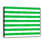 Horizontal Stripes - White and Dark Pastel Green Canvas 14  x 11  (Stretched)
