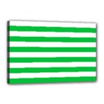 Horizontal Stripes - White and Dark Pastel Green Canvas 18  x 12  (Stretched)