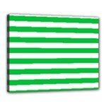 Horizontal Stripes - White and Dark Pastel Green Canvas 20  x 16  (Stretched)