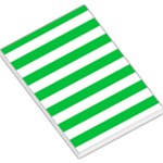 Horizontal Stripes - White and Dark Pastel Green Large Memo Pads