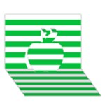 Horizontal Stripes - White and Dark Pastel Green Apple 3D Greeting Card (7x5)