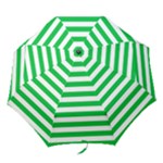 Horizontal Stripes - White and Dark Pastel Green Folding Umbrella