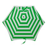 Horizontal Stripes - White and Dark Pastel Green Mini Umbrella
