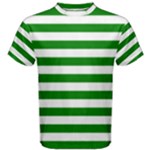 Horizontal Stripes - White and Green Men s Cotton Tee