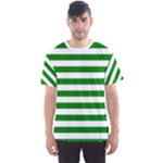 Horizontal Stripes - White and Green Men s Sport Mesh Tee