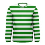 Horizontal Stripes - White and Green Men s Long Sleeve T-shirt