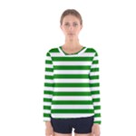 Horizontal Stripes - White and Green Women s Long Sleeve T-shirt