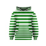Horizontal Stripes - White and Green Kid s Pullover Hoodie