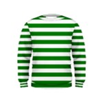 Horizontal Stripes - White and Green Kid s Sweatshirt