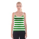 Horizontal Stripes - White and Green Spaghetti Strap Top