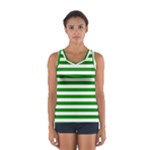 Horizontal Stripes - White and Green Women s Sport Tank Top