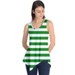 Horizontal Stripes - White and Green Sleeveless Tunic