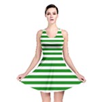 Horizontal Stripes - White and Green Reversible Skater Dress