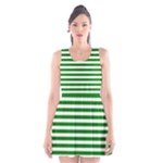 Horizontal Stripes - White and Green Scoop Neck Skater Dress
