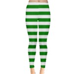 Horizontal Stripes - White and Green Women s Leggings
