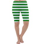 Horizontal Stripes - White and Green Cropped Leggings