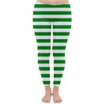 Horizontal Stripes - White and Green Winter Leggings