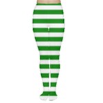 Horizontal Stripes - White and Green Women s Tights