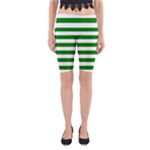 Horizontal Stripes - White and Green Yoga Cropped Leggings