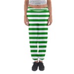 Horizontal Stripes - White and Green Women s Jogger Sweatpants