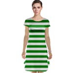 Horizontal Stripes - White and Green Cap Sleeve Nightdress