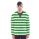 Horizontal Stripes - White and Green Hooded Wind Breaker (Men)
