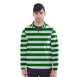 Horizontal Stripes - White and Green Wind Breaker (Men)