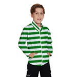 Horizontal Stripes - White and Green Wind Breaker (Kids)