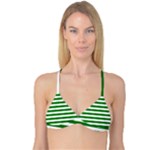 Horizontal Stripes - White and Green Reversible Tri Bikini Top