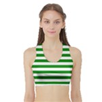 Horizontal Stripes - White and Green Women s Sports Bra with Border