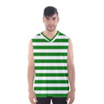 Horizontal Stripes - White and Green Men s Basketball Tank Top