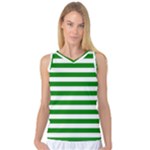 Horizontal Stripes - White and Green Women s Basketball Tank Top