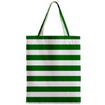 Horizontal Stripes - White and Green Zipper Classic Tote Bag