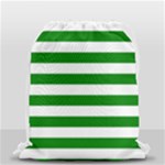Horizontal Stripes - White and Green Drawstring Bag (Small)