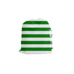 Horizontal Stripes - White and Green Drawstring Pouch (S)