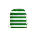 Horizontal Stripes - White and Green Drawstring Pouch (M)